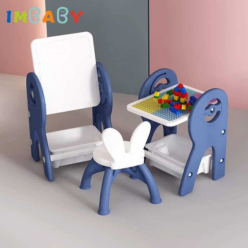 Child Drawing Tablet Set Dual Purpose Building Block Table with Gifts Writing Plate for Children Kids Toys with Magic Water Pen