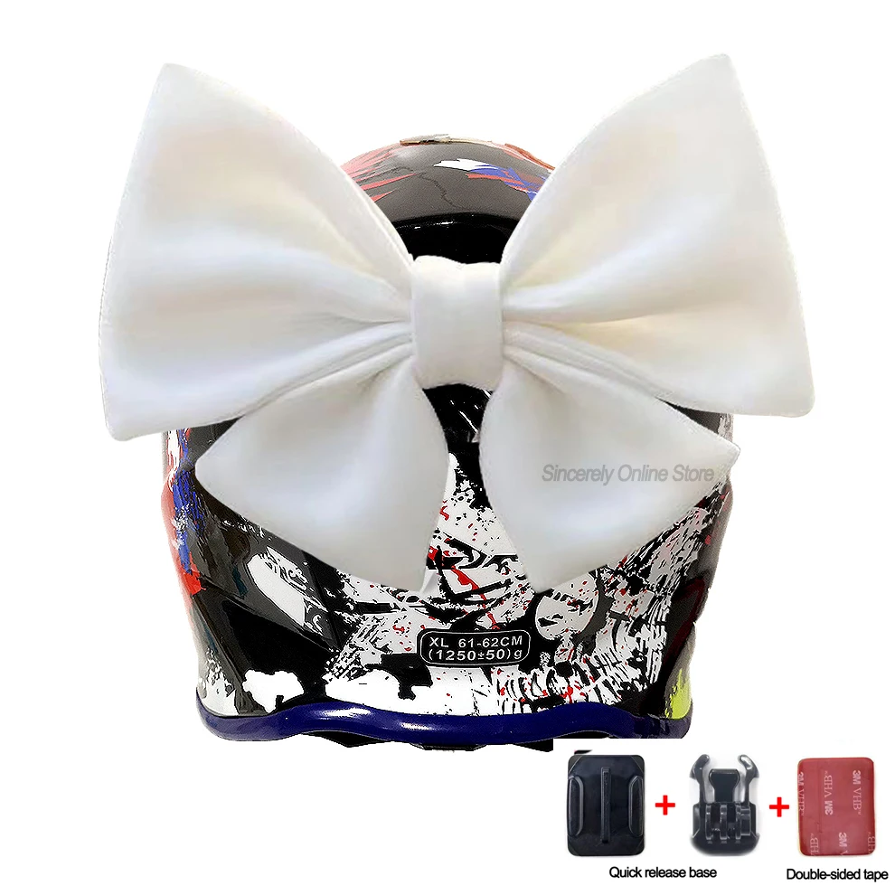 Décoration Nœud Papillon Pour Casque Moto - Accessoire Féminin Élégant En Tissu Noir