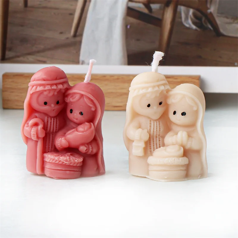 Elegant Holy Family Nativity Candle Mold