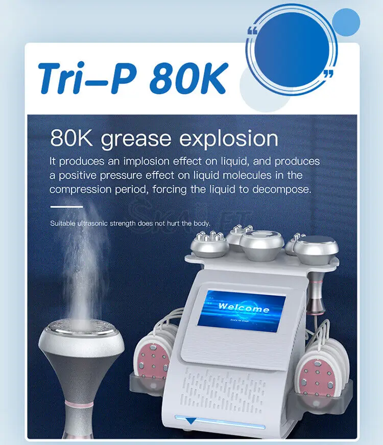 

6 Probes 80K Cavitation Slimming Machine R-F Vacuum Facial Care Skin Rejuvantion Massage Machine for Salon Spa Use