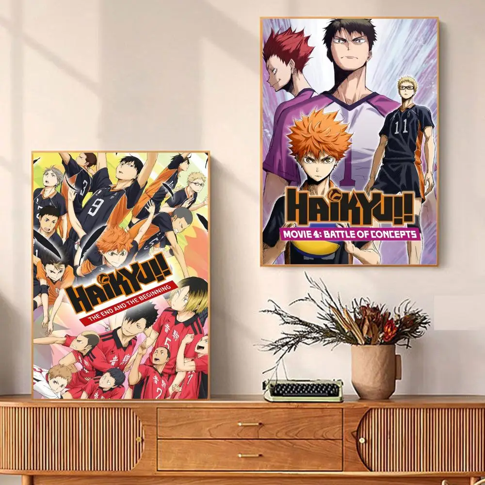 

Japanese Cartoon Haikyuu Poster Self-adhesive Art Poster Retro Kraft Paper Sticker DIY Room Bar Cafe Vintage Decorative Painting