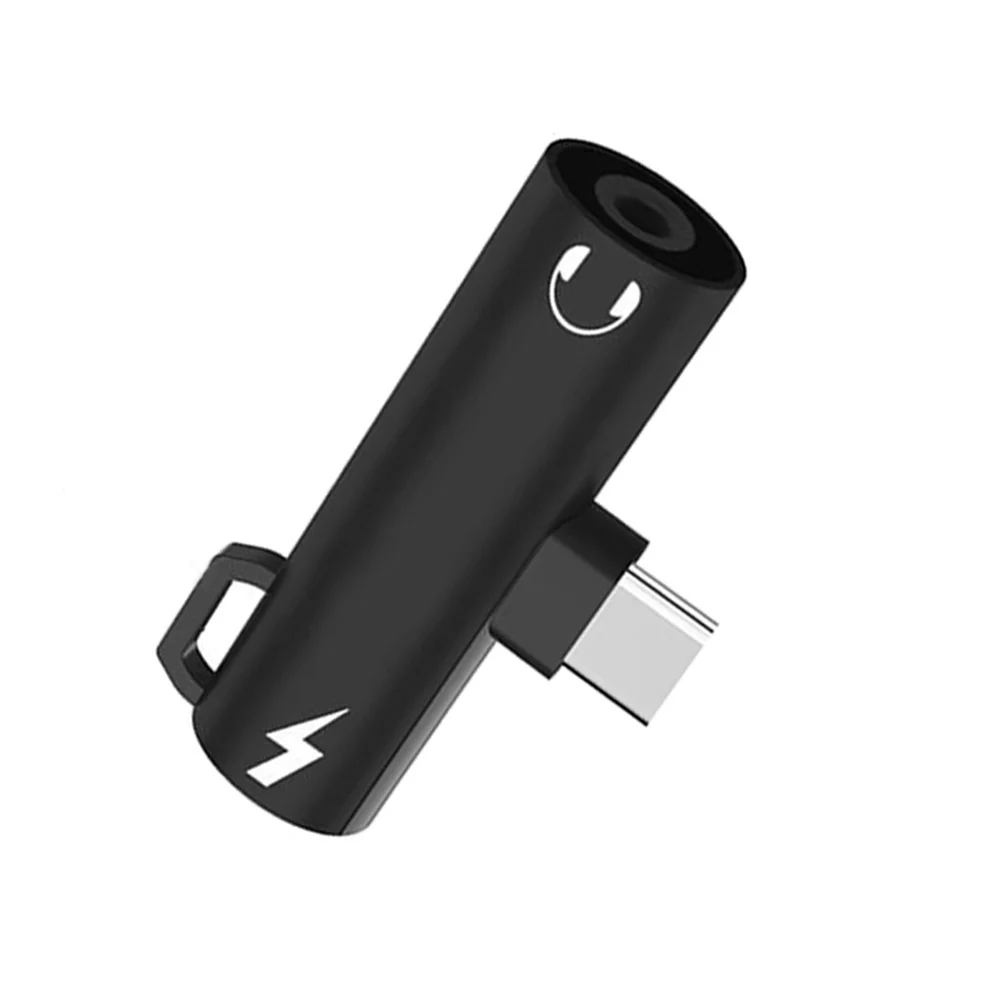 

Type C 3.5 Mm Headphone Jack Adapter 2 in 1 Type-C to 35mm Audio Charge Cable Earphone Converter Black