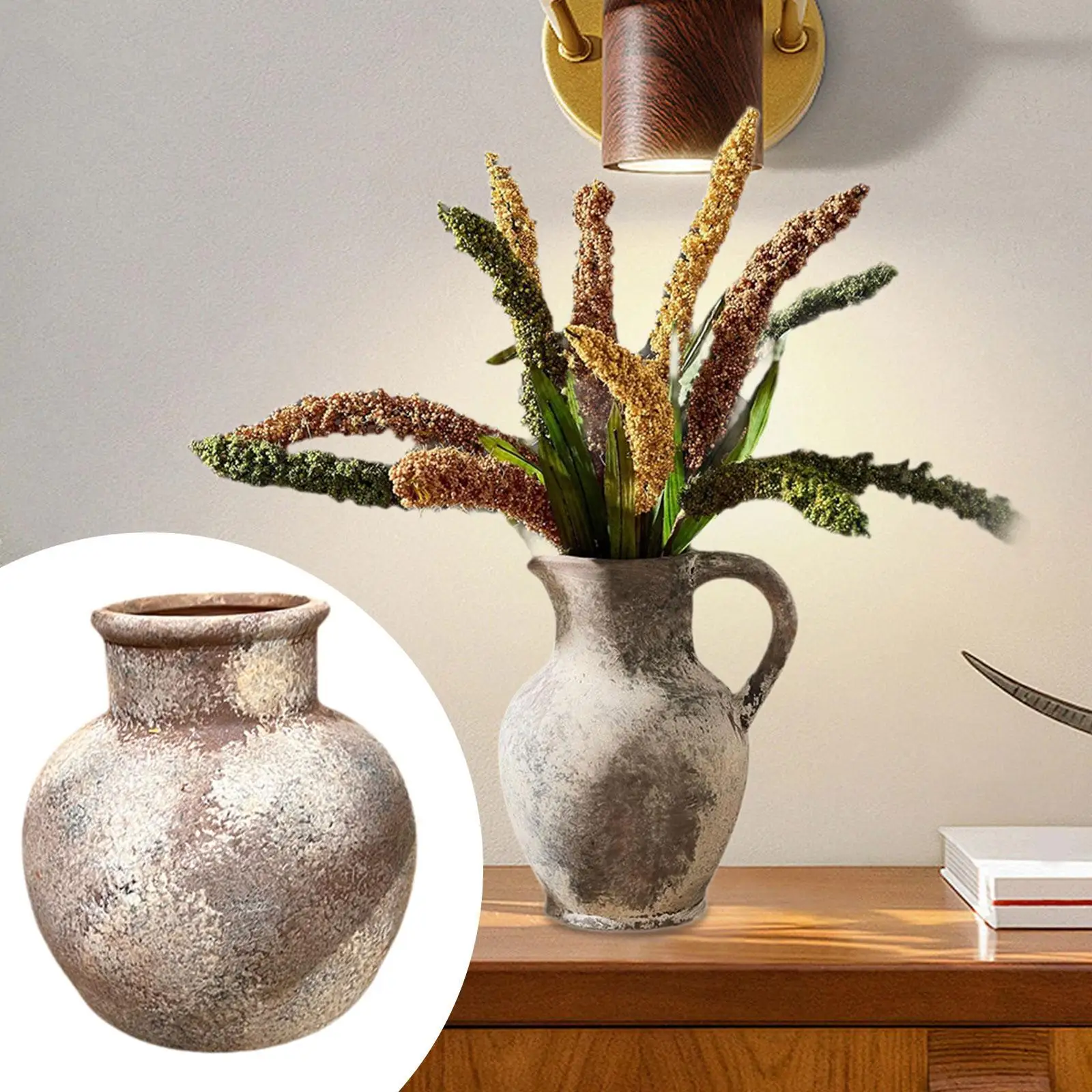 Ceramic Flower Vase Home Furnishing Birthday Gift Rustic Flower Arrangement for TV Cabinet Dining Room Bedroom Indoor Entryway