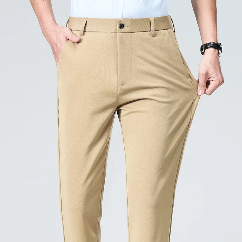Herren Business-Hose mit Geradem Bein, Klassisch Knitterfrei, Weich, Komfortabel und Leicht