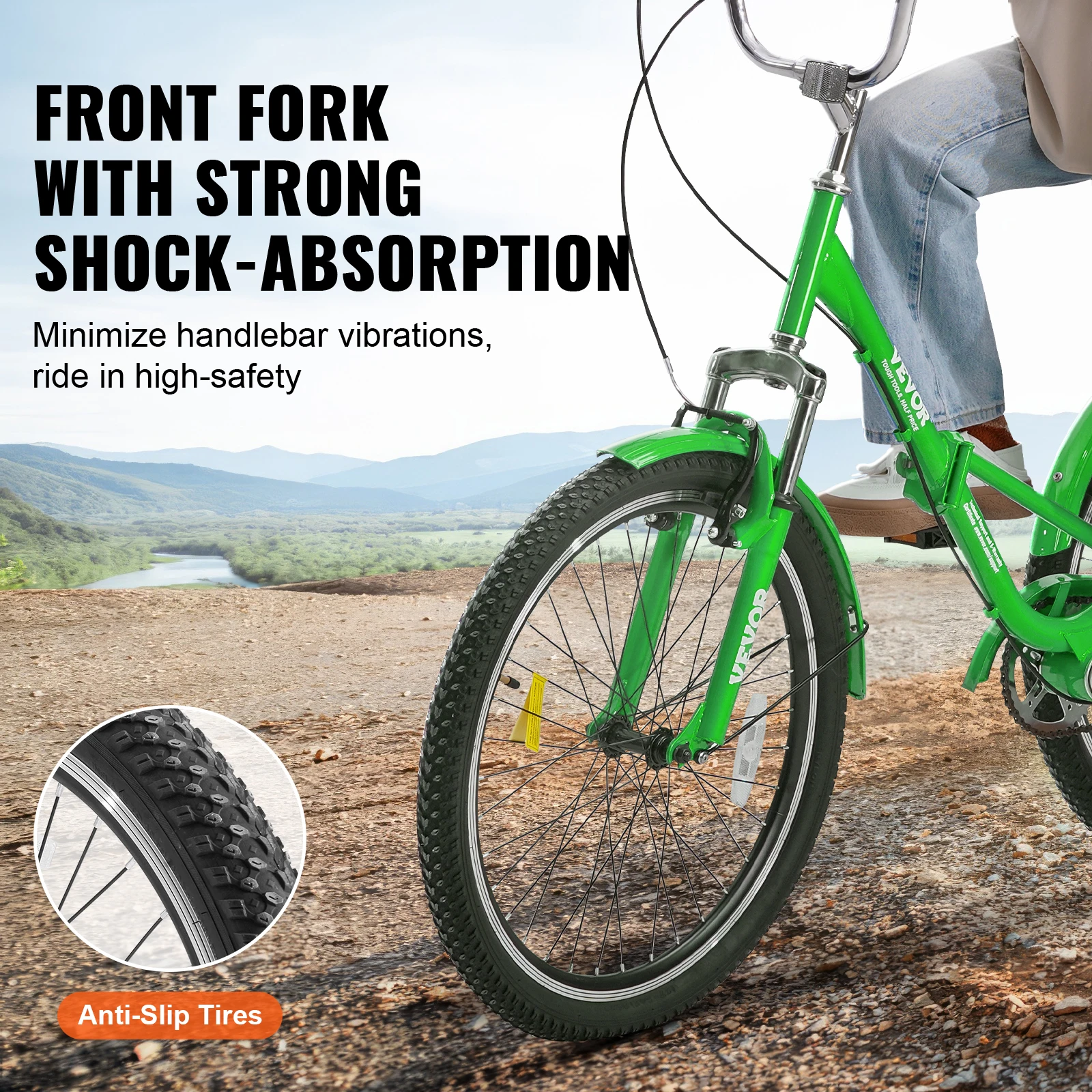 VEVOR 20/24/26-Inch Folding Adult Tricycle Carbon Steel 3 Wheel Cruiser Shopping Picnic Foldable For Women Men Seniors