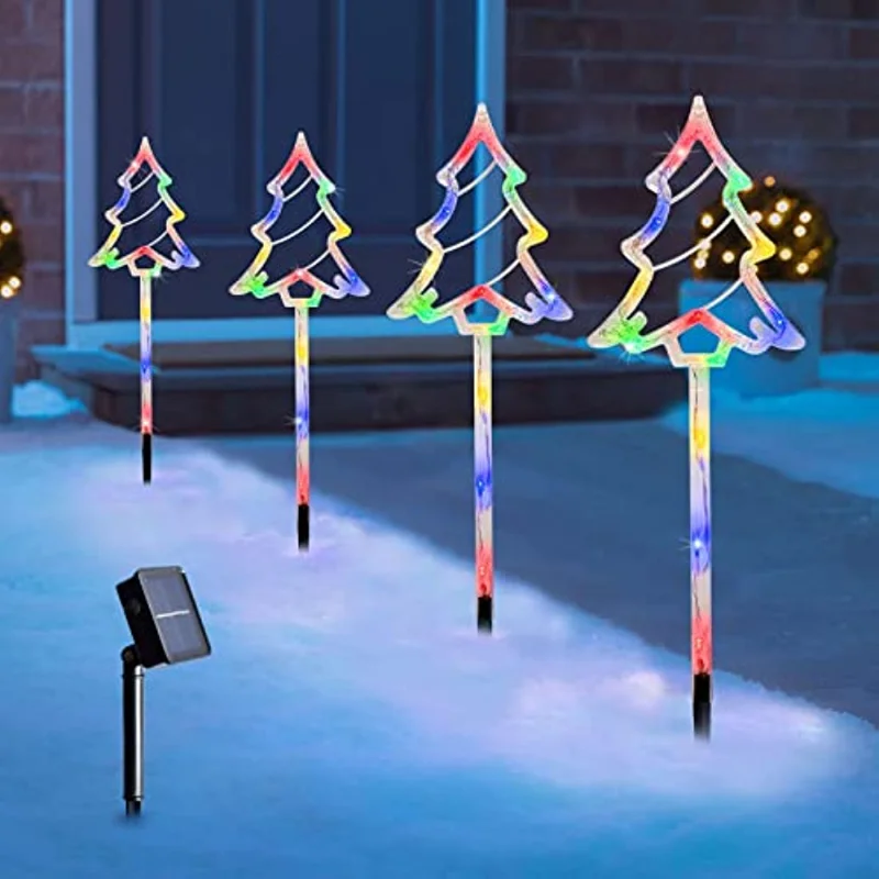 Christmas Tree Pathway Lights Outdoor Solar Star Markers Stake Waterproof for Path Yard Lawn Garden Landscap Multi led solar path stake lights