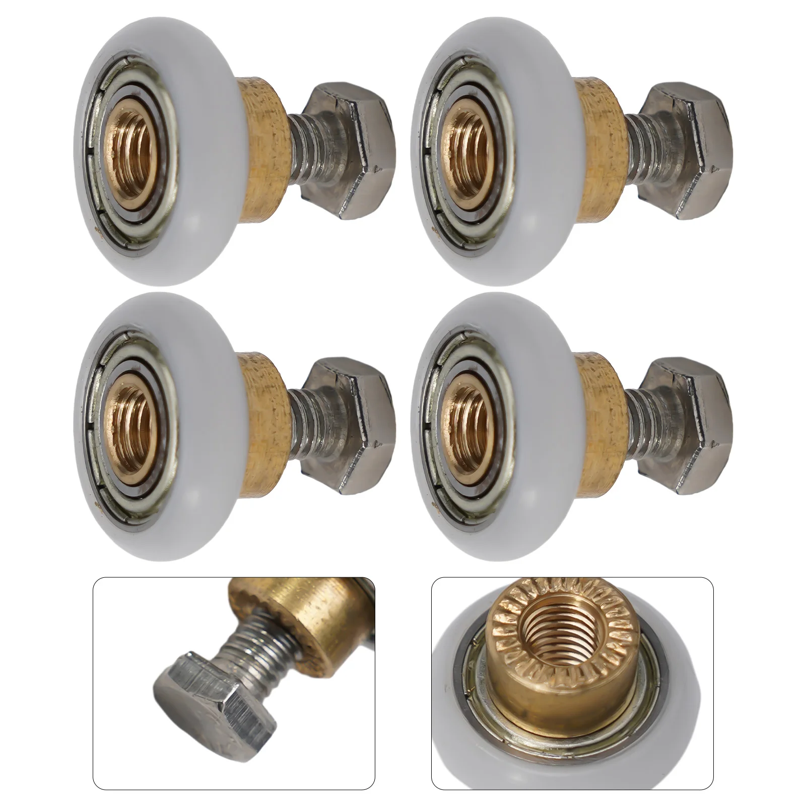 

4pcs Shower Room Pulley Bathroom Sliding Glass Door Wheels Nylon Copper Roller Stainless Steel Parts Door Pulley 20/23/25m