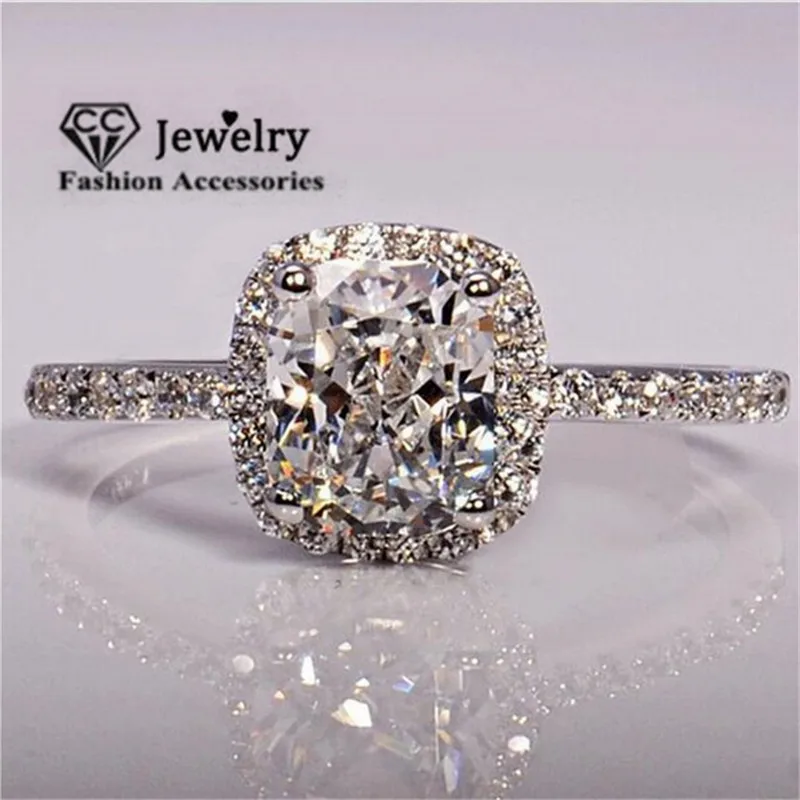 Women Rings Bridal Wedding Engagement White Gold Color CC595