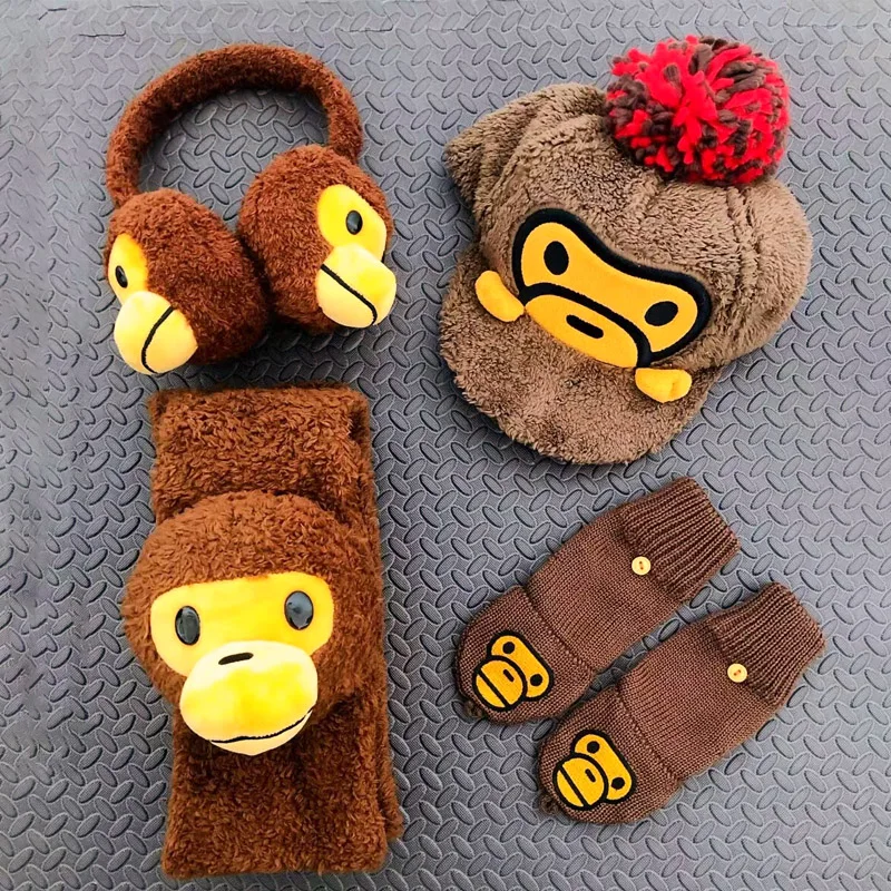 

Fashion Apes Monkey Hats Gloves Scarf Earmuff Stuffed Plush Cute Boys Girls Gifts Cosplay