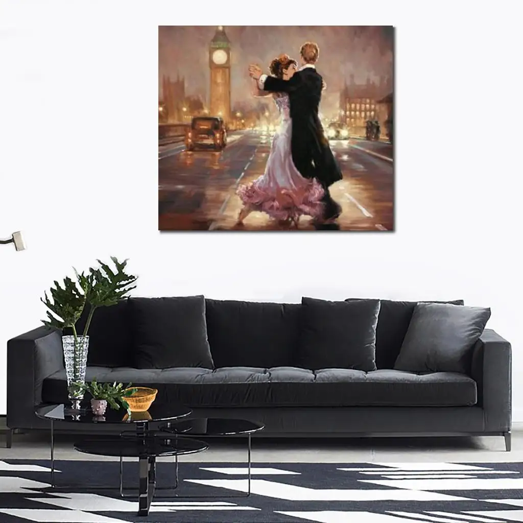 

Cityscape Oil Paintings Romance in The London City Modern Landscapes Handmade Canvas Art for Bedroom High Quality