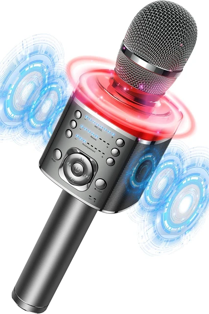 Karaoke Microphone Bluetooth Wireless Mic Portable Singing Machine with  Duet Sing/Record/Play/Reverb Adult/Kid Gift for Home KTV