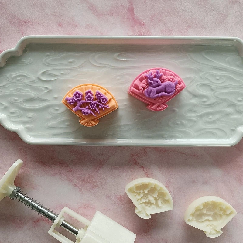 Plastic Mooncake Stamp Cute Flower Shape Mooncake Mold Festival Diy