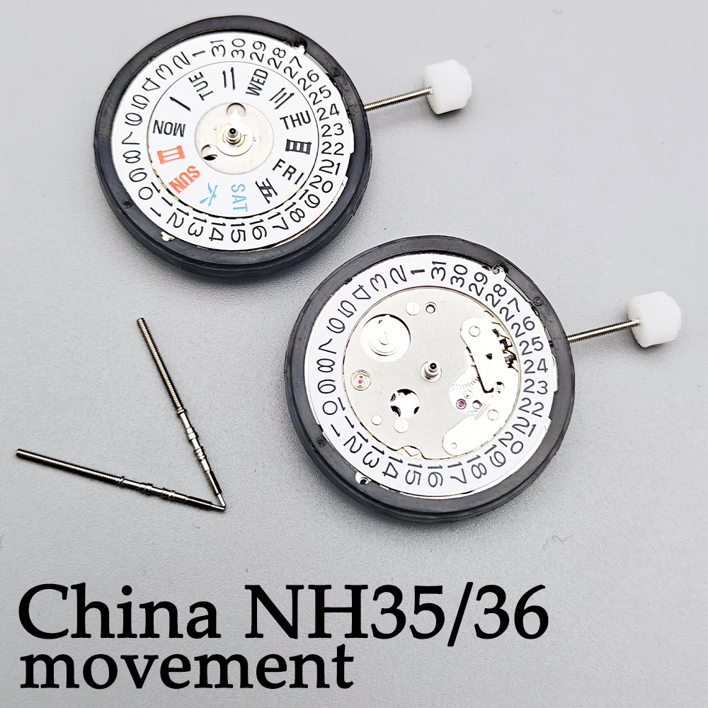 High precision Chinese made NH35 NH36 mechanical movement single/double calendar Japanese NH35/36 movement replacement parts