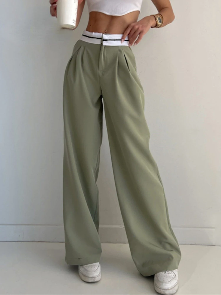 spring Summer New Women's Pants 2023 Office Lady Casual Loose High