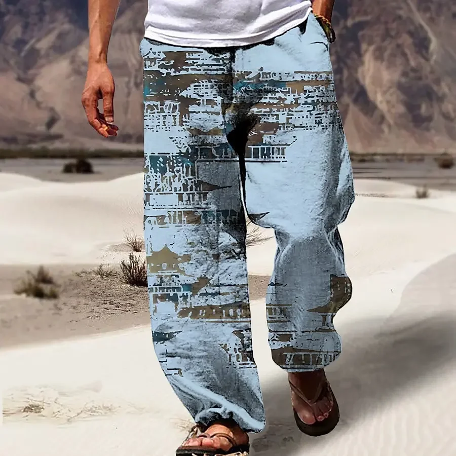 

Men Casual Pants Oversized Jogger Sweatpants Casual Print Plus Size S-3XL Loose Wide Leg Pants Men Sports Trousers