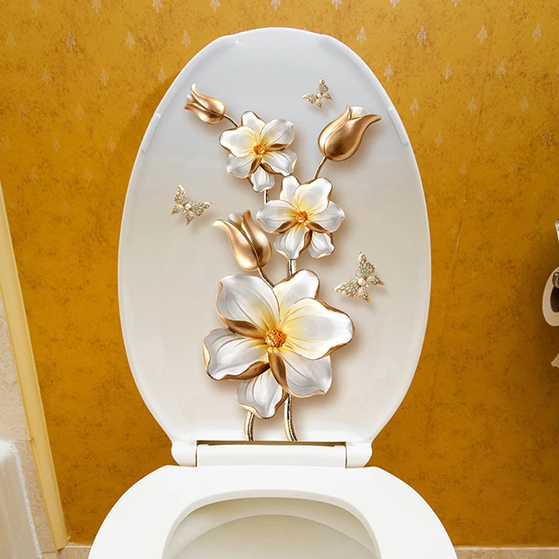 Beautiful Lotus Butterfly Toilet Sticker Bathroom Toilet Cover Decorative Sticker Waterproof Self Adhesive vinyl stickers,toilet stickers,toilet wall stickers,toilet seat stickers