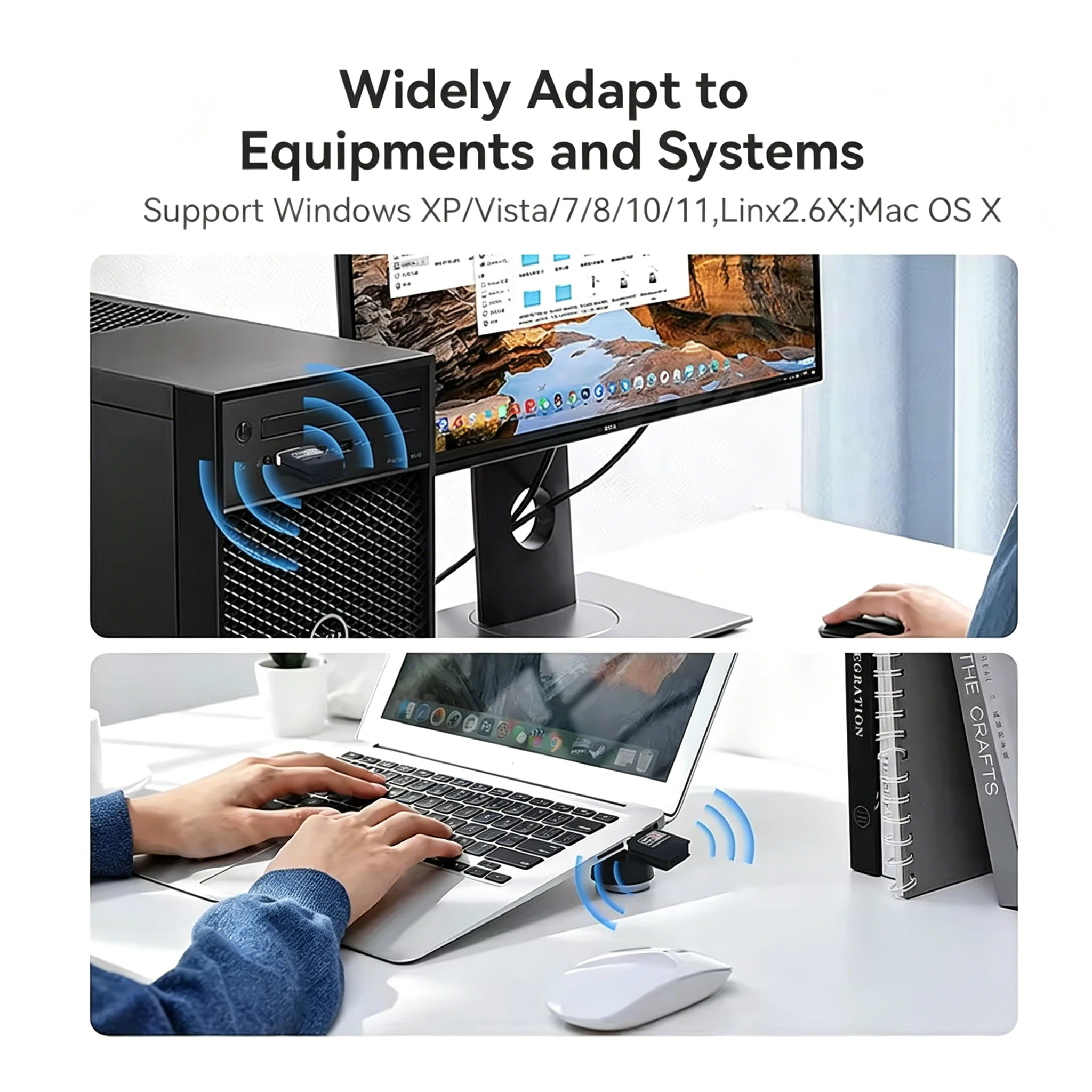 600mbps WiFi USB 어댑터 듀얼 밴드 2.4G+5Ghz Wi-Fi 동글 미니 무선 네트워크 Wlan 수신기 무선 PC/노트북 네트워크 카드