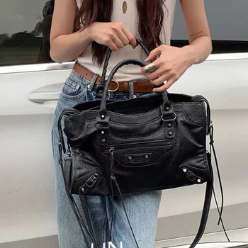 Borsa a tracolla da donna 2026 di tendenza, stile moto, tote bag da città, classica Y2K, alla moda, in pelle PU