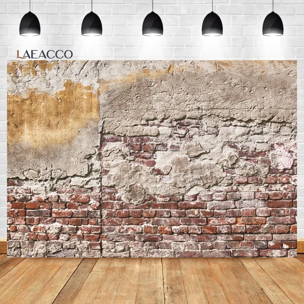 Laeacco Grunge Broken Red Brick Wall Room Decoration Portrait Backdrop Photographic Photo Background Photo Studio photo backdrop