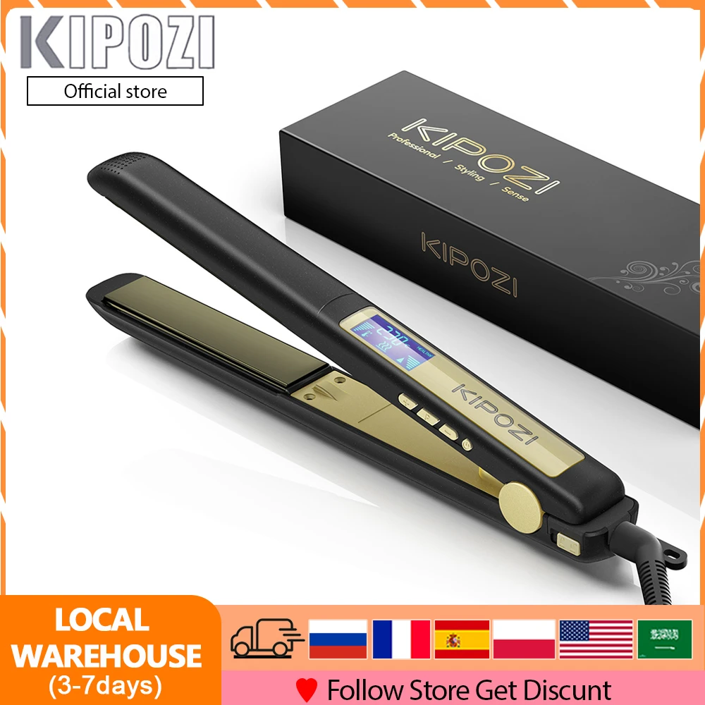 KIPOZI Professional Hair Straightener Titanium Flat Iron Digital LCD