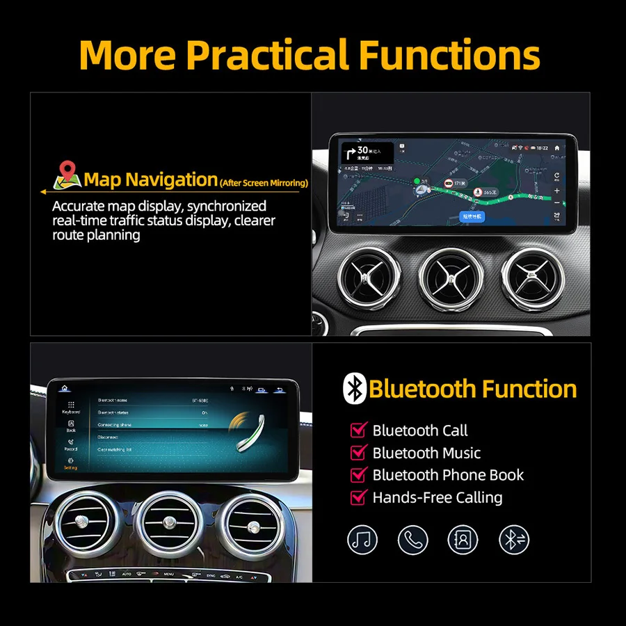 Pantalla ultrafina de 12.8 pulgadas con sistema de navegación Linux para Mercedes Benz Clase C W205 GLC X253 C180 C200 C220 C300 C350 2015-2018 Carplay Auto 6
