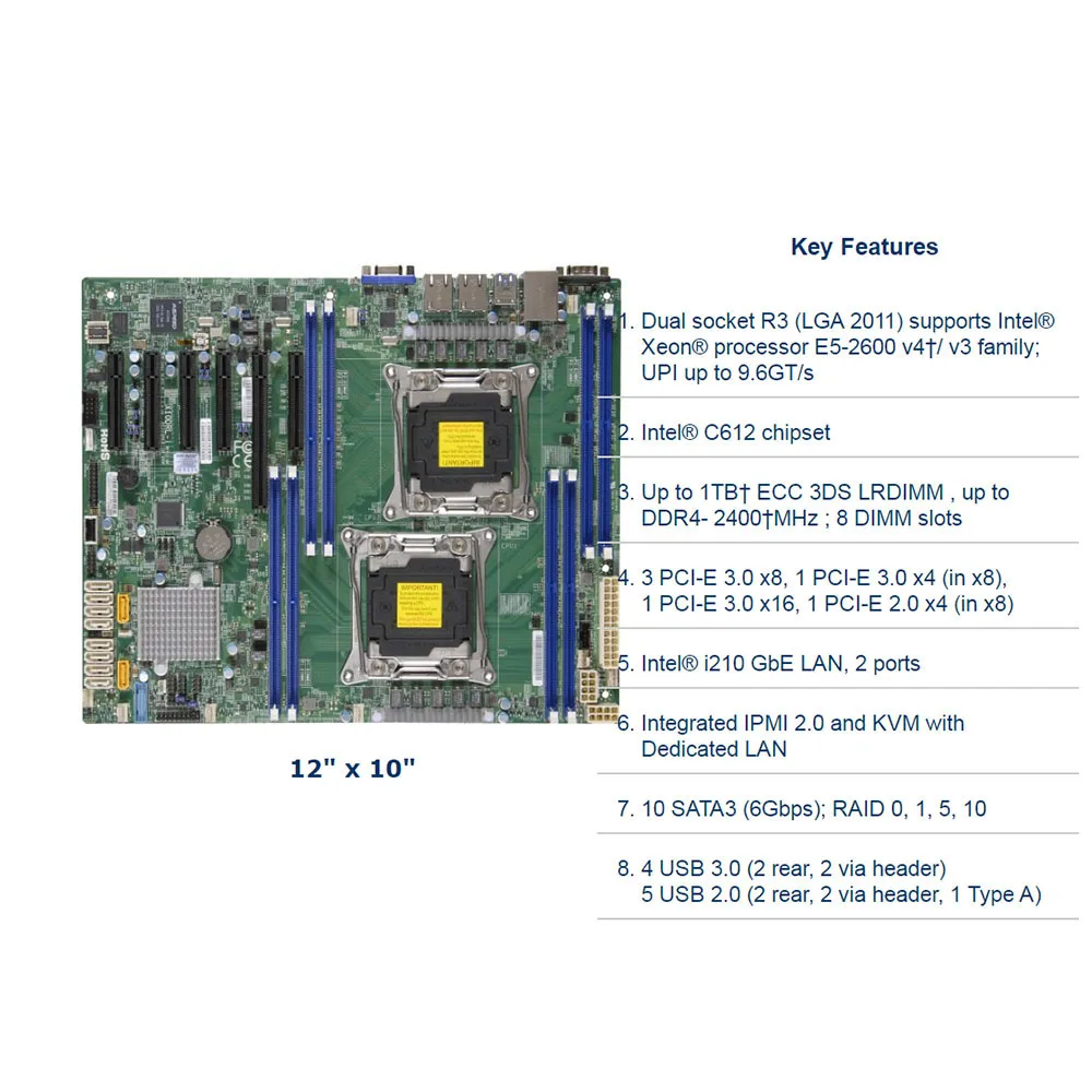 X10DRL-i For Supermicro Two-way Server ATX Motherboard 2011