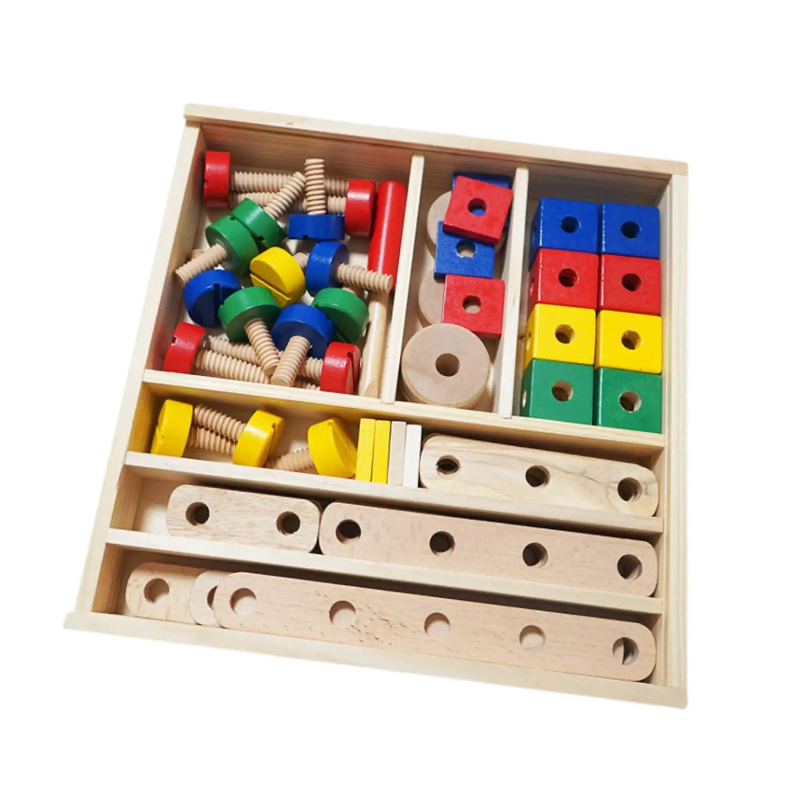 Kids Nut and Bolts Toy Wood Block Building Kit for Birthday Gift Party Toy