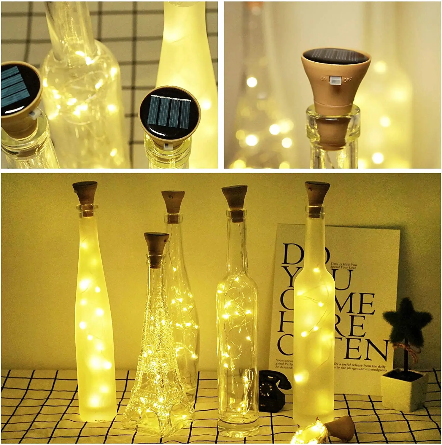 

2M 20LEDs Solar Wine Bottle String Light Solar Copper Wire Fairy Lights Cork Shape Christmas Lamp For Wedding Party Garden Decor