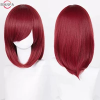 Perruque de Cosplay synthétique moyenne de base, 40cm, frange blonde, noire, blanche, rouge, rose, vert, marron, or, bleu, résistante à la chaleur 2