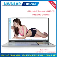Dual-screen Laptop 15.6" IPS 2K four-sided narrow screen 7" IPS Touch screen 32GB Intel N95 CPU 4 Core 4 Thread up to 3.4GHz 1