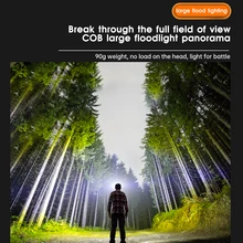  Super Bright COB LED Rechargeable Headlamp With Warning Taillight for Camping Climbing Hiking Fishing Night Reading Running 