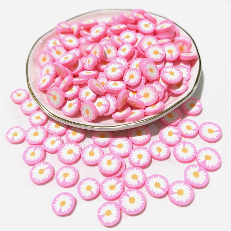 500g/Bag 10mm Mix Color Flower Smile Face Fruit Shape Polymer Clay Spacer Loose Slice Polym Clay Dollhouse Toys Phone Decor 6