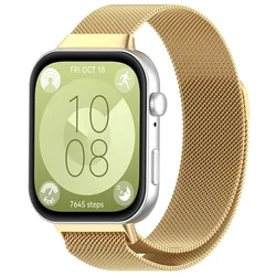 Milanese Loop Magnetic Stainless Steel Strap for Huawei Fit 4 Pro (Gold)