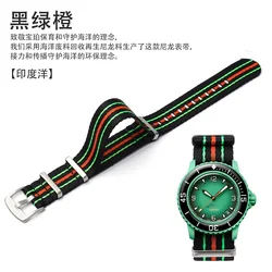 Nylon Woven Watch Strap in Ocean Blue - Soft and Stylish Accessory - 20mm (Black Green Orange)