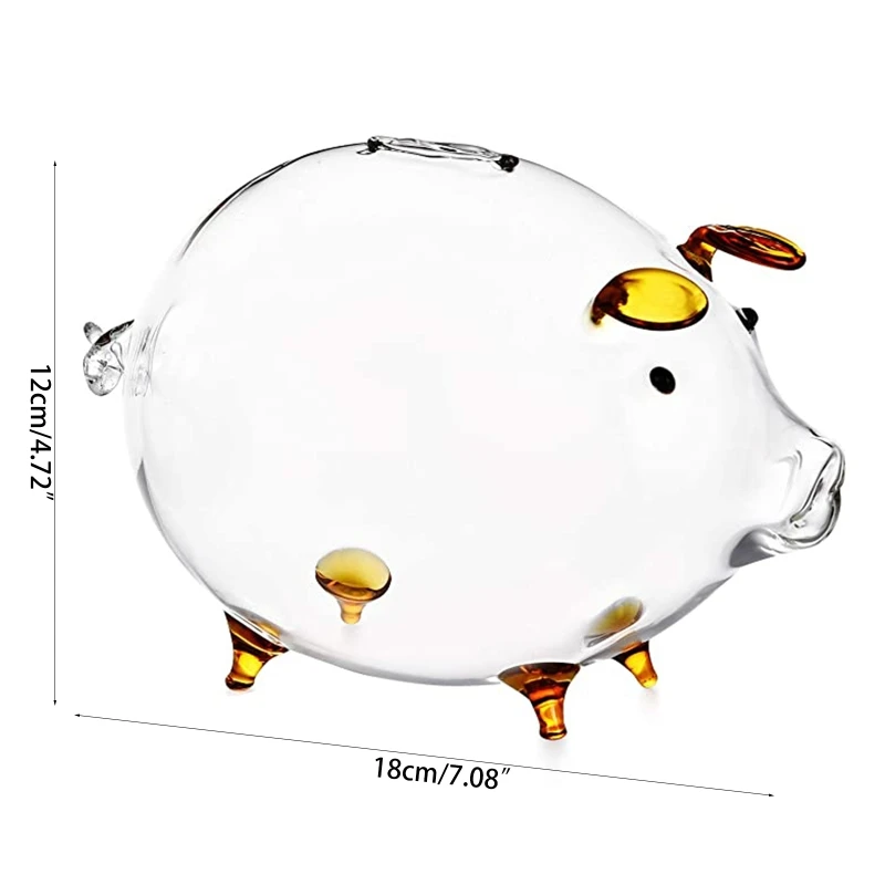 Tirelire cochon 50JC, boîte d'épargne pièces monnaie, mignon en verre Transparent, Souvenir naissance