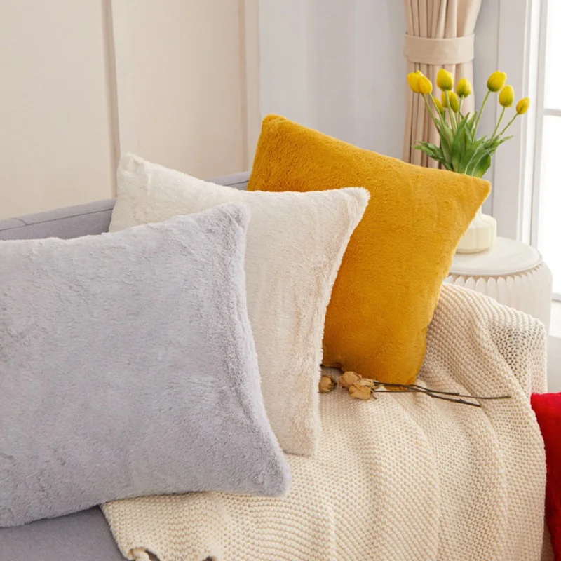 Inyahome Rettangolo Decorativo 45 X4 5Cm Fodere Per Cuscini Faux Rabbit Fur Federe Moderne Federe Per Patio Divano Panca