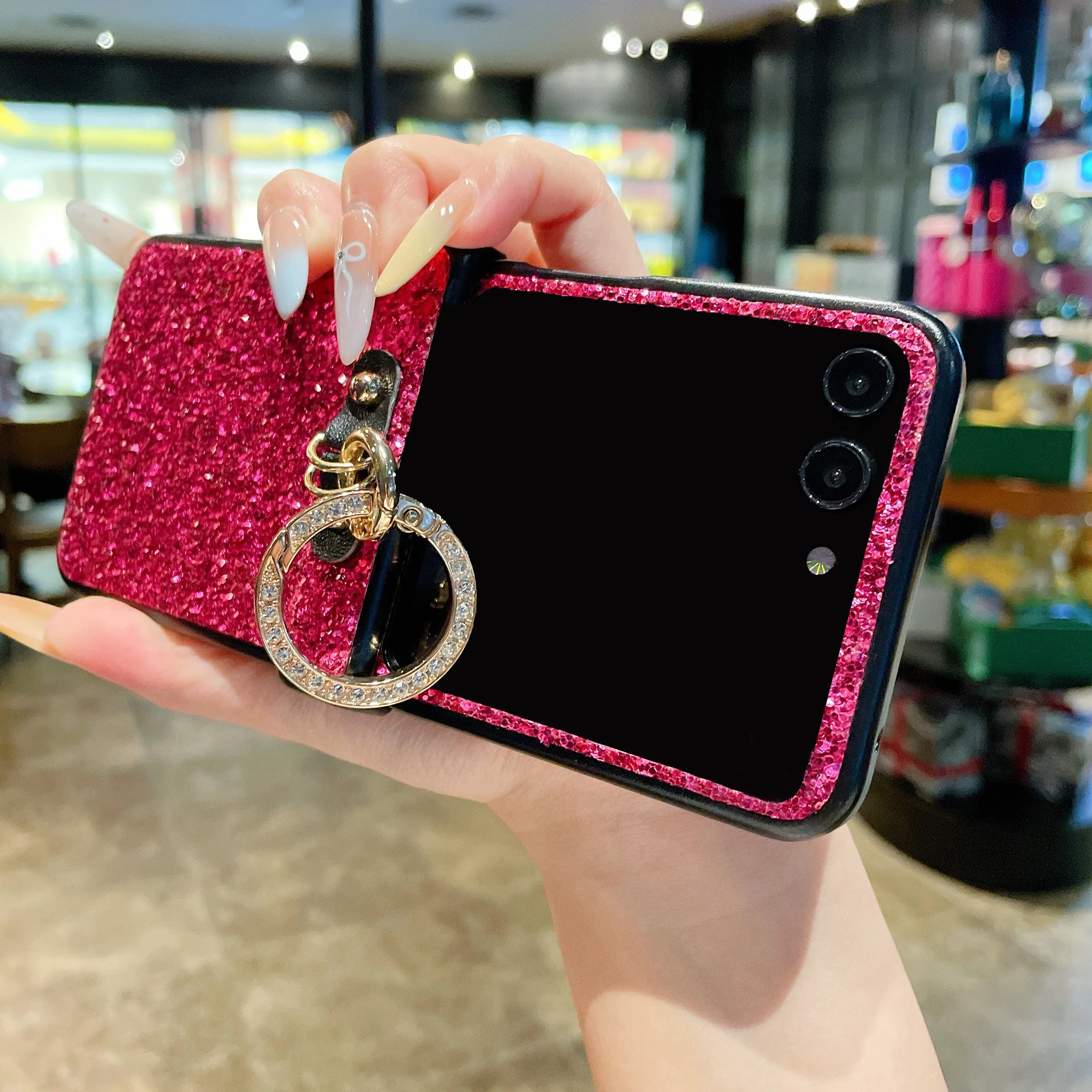 Glittering Rhinestone Ring Holder Case with Shiny Diamond Plating
