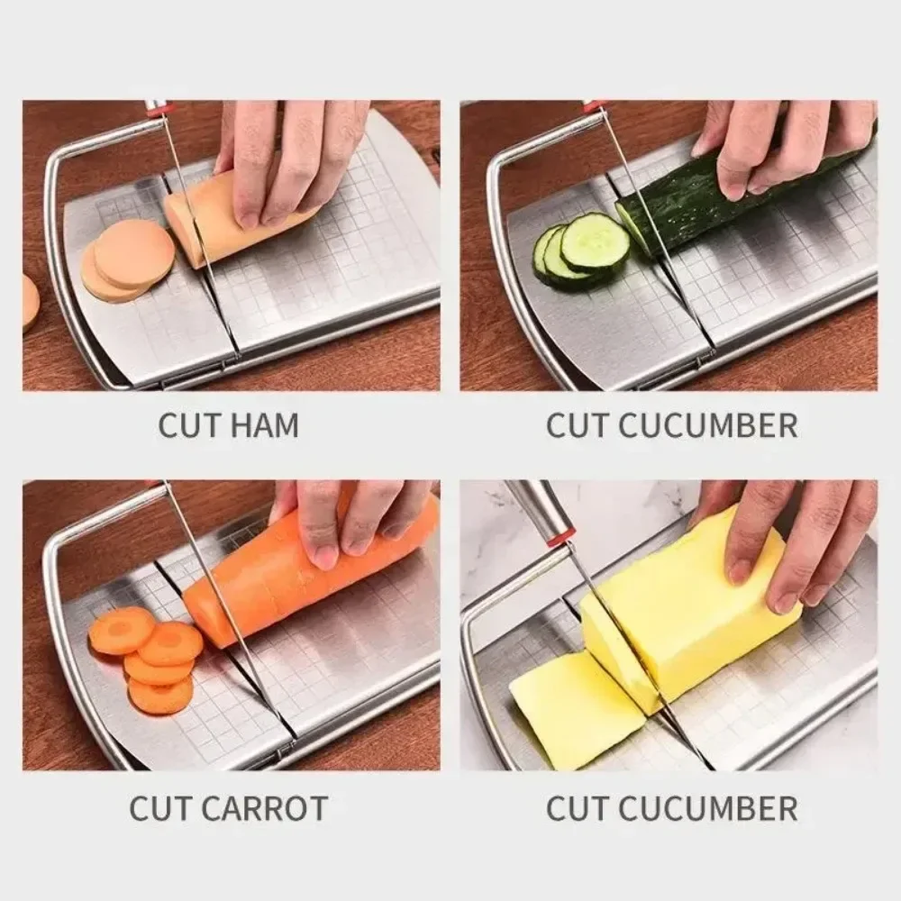 Cheese Board Cutter Cheese Board with Wire Cutter 5.5 Inch Stainless Steel Cheese Slicer Cutter Wire with Serving Board