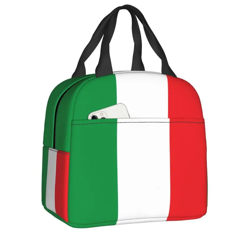 Italia Flag Insulated Lunch Bags For Women Italian Pride Resuable Cooler Thermal Bento Box Work School Travel