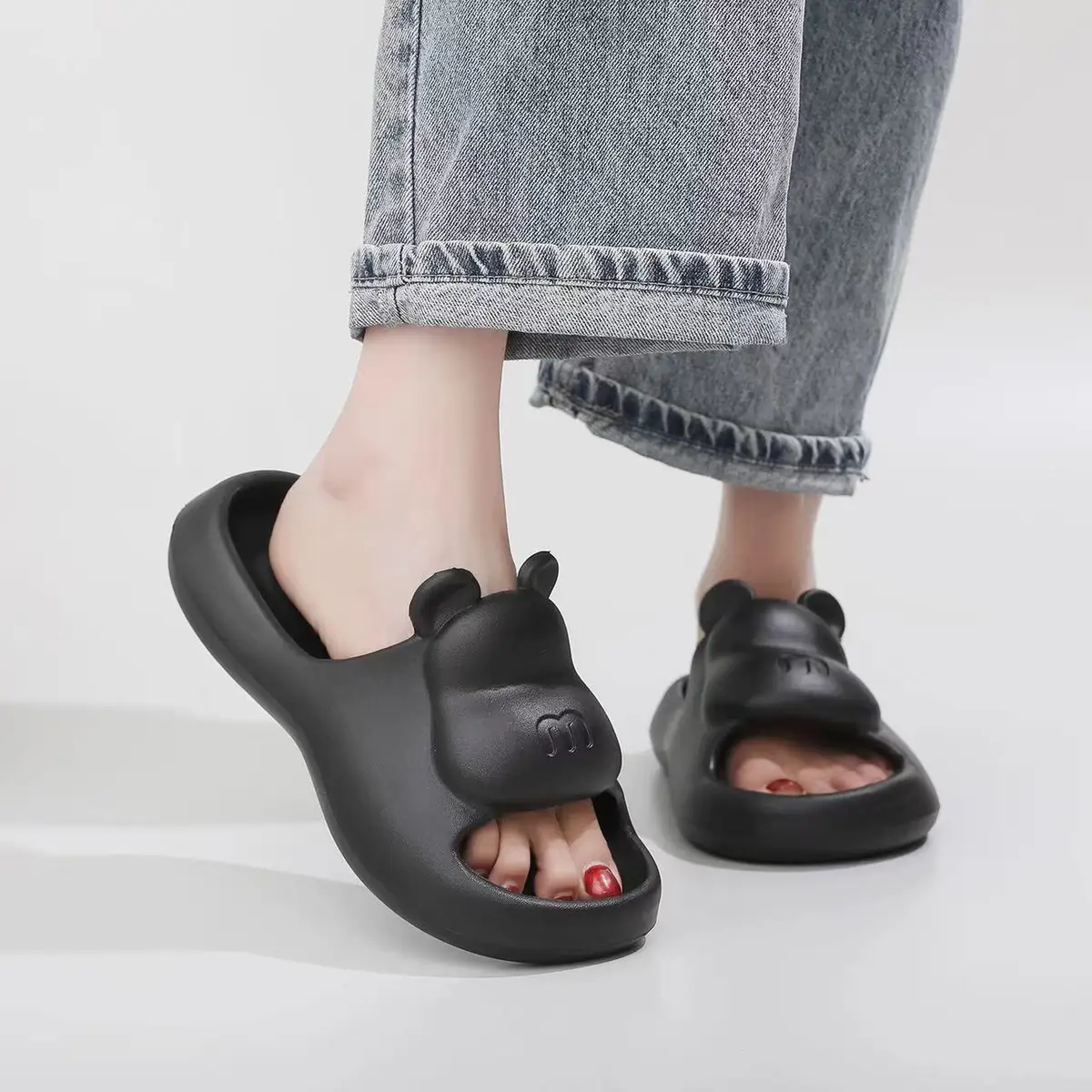 Summer Slippers Bathroom Platform Non-Slip Home Bear Cartoon Flip Flops Beach Women Slipper Sandals Slides Indoor Outdoor Sandal — view 6