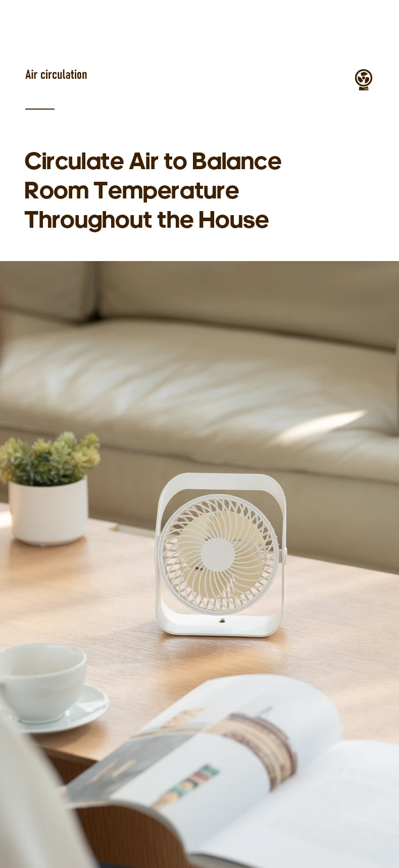 Description Picture 5 of itemNewest Multifunctional Desktop Fan USB Portable Mini Wall Fan Home 2000mAh Air cooler Low-Noise with Hook for Home Outdoor