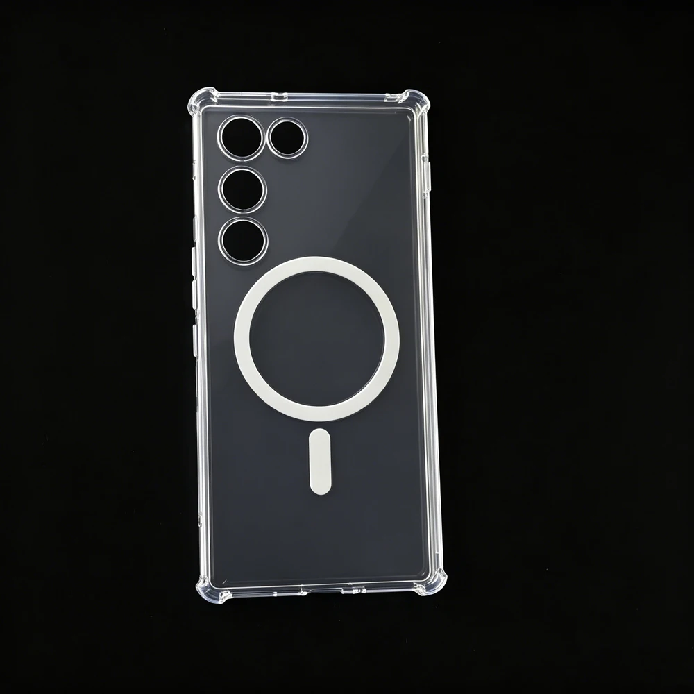 Transparent TPU Shockproof Magnetic Case - Golden