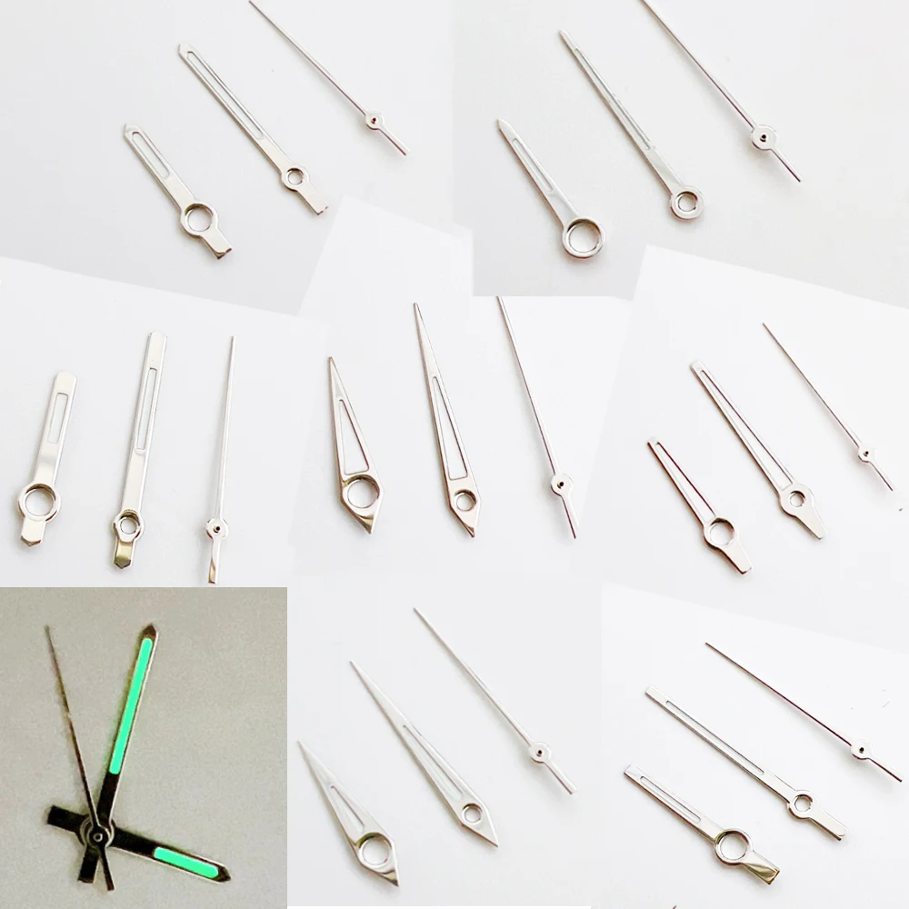 

New Simple Polished Watch Hands Green Luminous Modified Watch Accessories for NH35/ NH36/ 4R/ 7S Movement 8*12*12.5mm