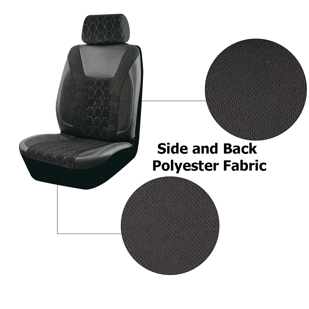 BEITK Leather Car Seat Covers Full Set,Unique Rear Design Easy To Install Car Seat Cover Protectors,Universal Full Surround Front Back Auto Seat - View #12