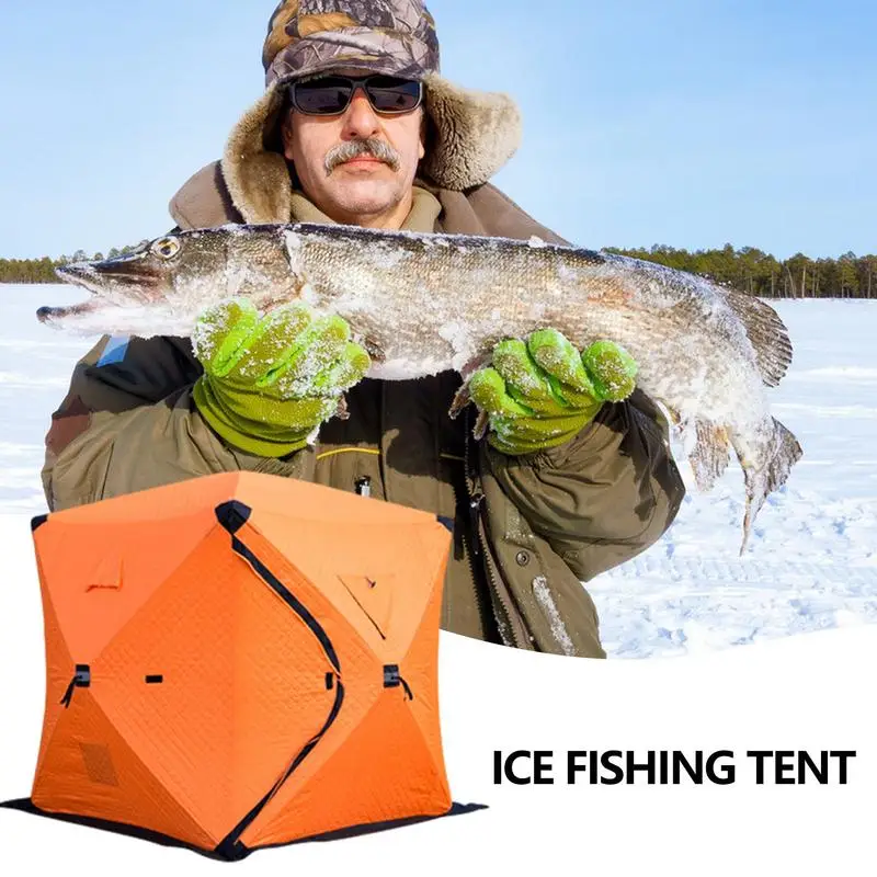 Insulated Ice Fishing Shelter Warm Thick Foldable Fish House Portable Large  Space Waterproof Two Doors Fishing Shelter For