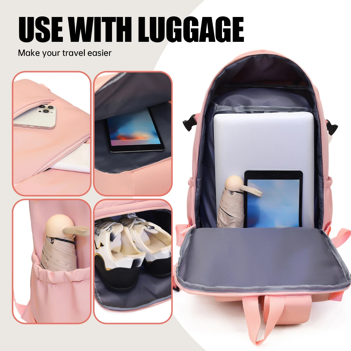 Backpack, Men's Luggage Bag, Large-Capacity Student School Bag, Women's Business Trip Computer Bag, Short-Distance Travel Backpack, Multi-Purpose Travel Mommy Bag