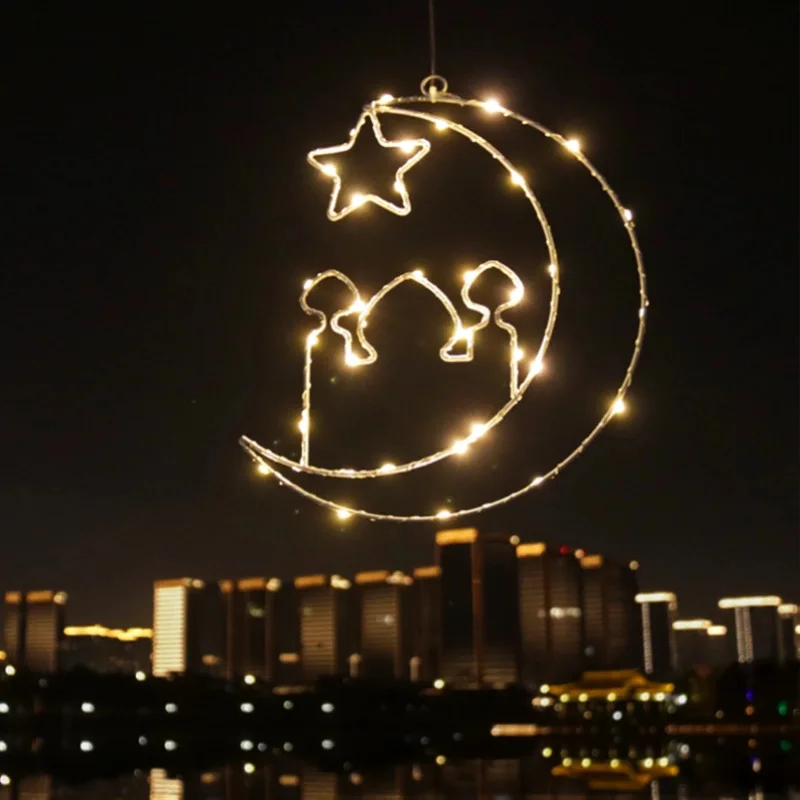  Ramadan Stars Moon Lamp Palace Window Decor Holiday Party Decoration Ambience Castle  Lighting Eid Mubarak Decoration