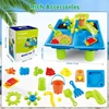Summer Beach Water Table for Toddlers 4-in-1 Outdoor Play Table Rain Showers Splash Pond Toys 24 PCS Sensory Activity Sand Table 6