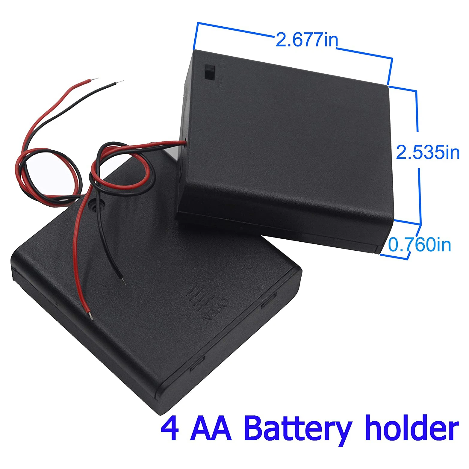 Battery Holder 1/2/3/4 Slot AA Battery Holder 1.5V/3V/4.5V/6V AA Battery Box with Leads Wires ON/Off Switch and Screw Cap Case Back Cover