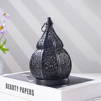 1PC, European-style ironwork hollowed-out gourd-shaped decorative candlestick, Moroccan decorative style candlestick 2